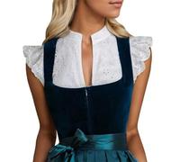 Generisch Blusa tirolesa para mujer con encaje, manga corta, cuello en V, Oktoberfest, cosplay, elegante, festiva, clásica, lujosa, romántica, princesa, elegante, elegante, boda, tradición, Blanco