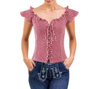Generisch Blusa tradicional tradicional tirolés para mujer, manga corta, cuello alto, botones de corazón, Oktoberfest, festival popular, carnaval, tirolesa, blusa tradicional, elegante camisa
