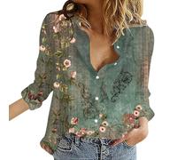 Generisch Blusas S Mujer Cuello en V Mangas enrollables -Abajo Mujeres Blusas Vestido Maxi, AG., L