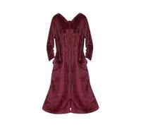 Generisch Blusas Sexy con Cremallera Frontal Bata de Cuerpo Completo Albornoz de Franela Albornoz Invierno Cálido Bata de Casa Camisón Ropa de Dormir Pijamas Seda Ropa de Dormir Mujer, rojo, XL