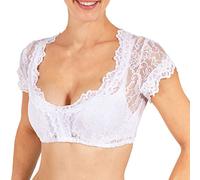 Generisch Blusas tirolesas, blusa tirolesa para mujer, encaje, Oktoberfest, disfraz, blusas tirolesas, color blanco, manga corta, negro, blusas para traje regional, blusa de encaje, blusa elegante