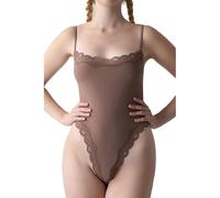 Generisch Body para mujer de danza - Mono de tirantes delgados con encaje, camiseta interior moldeadora, sin mangas, cuello cuadrado, corte ajustado, mono ligero y cómodo 0, caqui, L