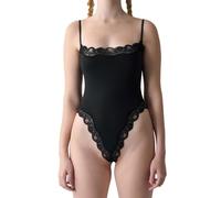 Generisch Body para mujer de danza - Mono de tirantes delgados con encaje, camiseta interior moldeadora, sin mangas, cuello cuadrado, corte ajustado, mono ligero y cómodo 0, Negro , M