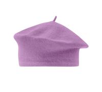 Generisch Boina para mujer, color liso, lana sintética, gorro de pintores, boinas de invierno, morado, Talla única