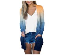 Generisch Bolero Bolero para mujer, bonito y elegante, de manga larga, para anudar, 3/4, con frente abierto, cárdigan de punto Shrug Solid Cardigan Top, Jersey B5-naranja, XL