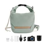 Generisch Bolsa de hombro para cámara, bolso mensajero para cámara - bolso de hombro impermeable con protección de lente - amantes de la foto hombres mujeres estudiantes principiantes, verde claro