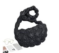 Generisch Bolsa de la compra acolchada acolchada - Bolso cruzado suave Crescent Cloud Bag Plissee Bag - Bolsa de moderna bajo el brazo para cumpleaños, Navidad, San Valentín, Negro, ver