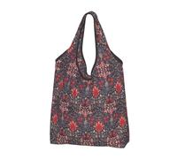 Generisch Bolsa de la compra de tela con estampado floral Art Nouveau portátil, 64 x 38 cm, Color8, small, One Style