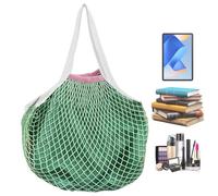 Generisch Bolsa de malla de malla,Bolsa de compras de algodón reutilizable bolsa de malla | Bolso grande de hombro con mango largo flexible para mujeres de frutas, verde menta, ver descripción