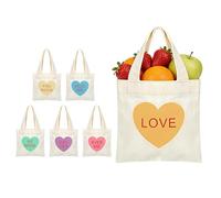 Generisch Bolsa de transporte para mujer, 6 unidades, con corazones y mensajes de amor, para niñas, mujeres, esposa, novia, escuela, viajes, compras,