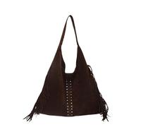 Generisch Bolso bandolera de ante sintético, bolso vintage con borlas, bolso bajo el brazo, flecos, bolso hobo para mujer, trabajo, compras, viajes, diario, café, 480.00x260.00x220.00mm