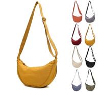 Generisch Bolso Cruzado de Media Luna para Mujer - Bolso de Media Luna con Correa de Hombro Ajustable Extraíble - Bolso de Hombro de Nailon Dumpling para Viajes y Citas, amarillo limón