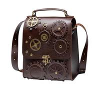Generisch Bolso de cuero con correa ajustable steampunk, bolso vintage para cartera, llaves, tarjetas, portátil para tableta, banco de energía
