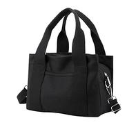 Generisch Bolso de hombro para mujer, bolso de lona de gran capacidad, informal, clase de trabajo, pasta para monedero (negro, talla única)