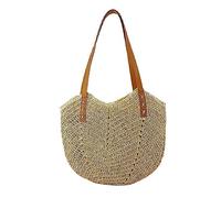 Generisch Bolso de hombro para mujer, bolso grande hecho a mano, bolso de la playa, bolso de mano bohemio, bolsas de fieltro, Blanco, talla única
