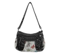 Generisch Bolso de hombro vaquero Hobo Bags para mujer, bolso retro de lona con correa ajustable, bolso cruzado ligero de gran capacidad, Negro , 480.00x260.00x220.00mm/18.9x10.24x8.66inch