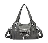 Generisch Bolso de mano de mujer gótico con cadenas y cruces, estilo vintage Y2K, bolso de la compra, bolso de hombro hobo City Bag para el día a día, ropa de calle y trajes punk, gris