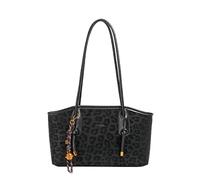 Generisch Bolso de mano de piel sintética vintage para mujer, bolso pequeño, elegante, con asa, bolso de la compra, bolso de mano para mujer, bolsa de transporte para trabajo, viajes, Leo-negro