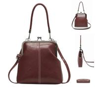 Generisch Bolso de mano retro para mujer, estilo británico, ajustable, de piel sintética, estilo retro, para mujer, para viajes al aire libre, viajes, trabajo, bolsillo para teléfono móvil, borgoña