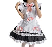Generisch Bolsos de cuero 2025 para mujeres de la Edad Media Cat Doll Costume Cat Girl Sexy Lolita Anime Linda Suave Niña Ropa Mujer Negro Vestido Gótico Vikingo Disfraz de Cosplay para Mujeres (Negro