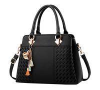 Generisch Bolsos de mano para mujer, bolso de mano para mujer, bolso bandolera espacioso, bolso de cuero para tiempos malos (negro, talla única)
