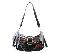 Generisch Bolsos de mano para mujer Y2K Bag Bag Bolso pequeño bandolera bandolera con cremallera bolso de antebrazo bolso de cuero PU hebilla punk hobo bolsas para mujeres Fechado fiesta compras, rojo