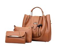 Generisch Bolsos para mujer, color negro, pequeño, moderno, conjunto de 3 piezas, bolso de mano, cartera, bolso bandolera, bolso de mano, bolso de mano, bolso de mano, marrón, talla única