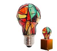 Generisch Bombillas de luz coloridas, lámpara LED de colores fantásticos - 230 V Stained Glass Lights Bulb Painted Colorful Light Bulb Festive Decoration LED Lamps for Home Party Shop Tree Window