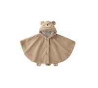 Generisch Bonito abrigo de invierno para niños, de forro polar grueso, similar a un poncho, con bonito diseño de oso para bebés, niños pequeños y niños, caqui, 3-4 años