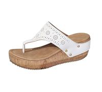 Generisch Border European And America Plus Size Color Sólido Nuevo Artículo Redondo Fondo Grueso Sandalias de Moda Estilo Espina de Pescado para Mujer, Blanco, 39 EU Ancho