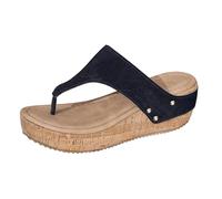 Generisch Border European And America Plus Size Color Sólido Nuevo Artículo Redondo Fondo Grueso Sandalias de Moda Estilo Espina de Pescado para Mujer, Negro , 42 EU Ancho