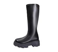 Generisch Botas altas hasta la rodilla para mujer, plataforma de piel sintética, botas de invierno, tacón bajo, botas de equitación, botas largas, botas de transición, botas de barco, botas de vaquero