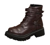 Generisch Botas altas negras para mujer e invierno de estilo europeo y americano, botas de moto de moda Vadeadores de neopreno con, marrón, 42 EU