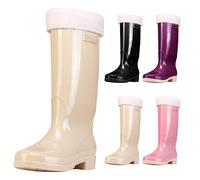 Generisch Botas altas para mujer con tacón, botas de lluvia para mujer 39, botas de goma impermeables botines forrados zapatos de jardín antideslizantes zapatos de lluvia cómodos zapatos de goma