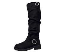 Generisch Botas altas para mujer con tacón en bloque Botas occidentales Botas largas de moda para mujer con cremallera Botas de fiesta para mujer otoño invierno mocasines elegantes botas de mocasines