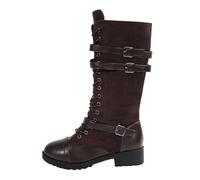 Generisch Botas altas por la rodilla para mujer, caña ancha, botas de moto de invierno, tacones altos con tacón, zapatos góticos, zapatos altos, planas, botas anchas, botas hasta la rodilla, botas con