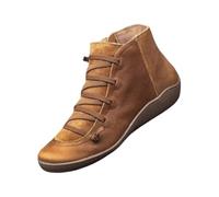 Generisch Botas Chelsea para mujer, botines de microfibra planas, medias botas, botines para mujer, botas cortas, botas de entretiempo con cremallera, para otoño e invierno, marrón, 36 EU