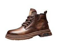 Generisch Botas clásicas para hombre de cuero impermeable a la moda zapatos de invierno de alta top zapatos deportivos botas de trabajo casuales grandes yardas hombres zapatos, marrón, 39 EU