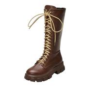 Generisch Botas con cordones para mujer, botas de combate, botas de combate sobre la rodilla, botas de plataforma, botas con cordones, botas de combate, botas militares, botas de senderismo, botas de