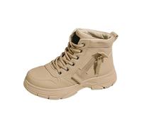 Generisch Botas con cordones para mujer, de piel sintética, botas de combate, botas de salto, otoño e invierno, botas de trabajo, botas de senderismo, botas de trekking, botas de mujer con cordones