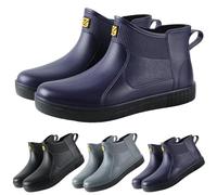 Generisch Botas cortas de goma para hombre Botines con cremallera para el día lluvioso botas de jardín unisex botas de pesca cómodas zapatos de lluvia zapatos de goma monocolor zapatos de pesca al