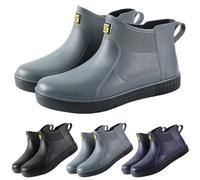 Generisch Botas cortas de goma para hombre Botines con cremallera para el día lluvioso botas de jardín unisex botas de pesca cómodas zapatos de lluvia zapatos de goma monocolor zapatos de pesca al