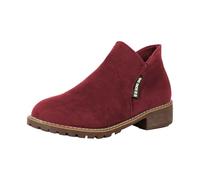 Generisch Botas cortas de mujer con tacón botines, elegantes botas de ocio antideslizantes para mujer, botas de tobillo ligeras con parte superior de cuero, zapatos cómodos para el tobillo, rojo, 43