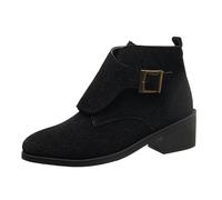 Generisch Botas cortas para mujer, botas de vaquero elegantes, botas Chelsea Botas de tacón medio de caña corta para mujer, zapatos de vaquero, botas occidentales, elegantes botas diarias, zapatos