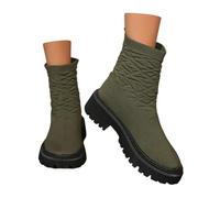 Generisch Botas cortas para mujer, tacón cuadrado, botas cómodas para mujer, botas de vaquero, botas de vaquero retro, botas medias, elegantes, de piel, ligeras, para mujer, Verde militar., 37.5 EU