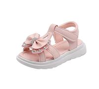 Generisch Botas de caza para mujer, puntera abierta, correa de tobillo, zapatos de vestir, fiesta de boda, zapatos de princesa, zapatos para niños, Rosa., 29.5 EU