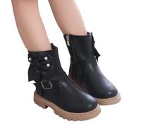 Generisch Botas de equitación para niños, cómodas, medias altas, botas de invierno para niñas, botas de piel, para el tiempo libre, para el tiempo libre, tirolesa, de un solo color, para el tiempo