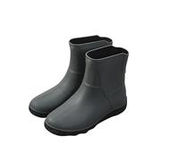Generisch Botas de goma cortas para hombre, botas marrones para hombre, botines antideslizantes cómodas, botas de goma para día lluvioso, botas Chelsea de un solo color, suela plana, medias botas de