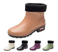 Generisch Botas de goma cortas para mujer, talla 39, botas de mujer con tacón, elegantes, impermeables y cómodas, antideslizantes, para exteriores, botines de lluvia, verde, 39 EU
