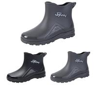 Generisch Botas de goma para hombre, anchas, con tacón, resistentes al agua, botas de lluvia de un solo color, botas de goma de viaje, zapatos de ocio, zapatos de lluvia altos y antideslizantes, botas